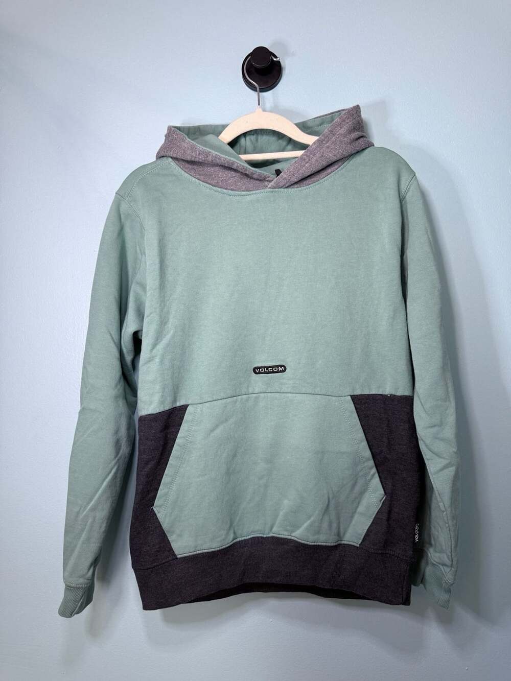 Volcom Colorblock Pullover Hoodie Sage Green Grey